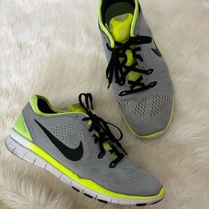 Nike Gray and Green Athletic Shoes with Breathable Mesh